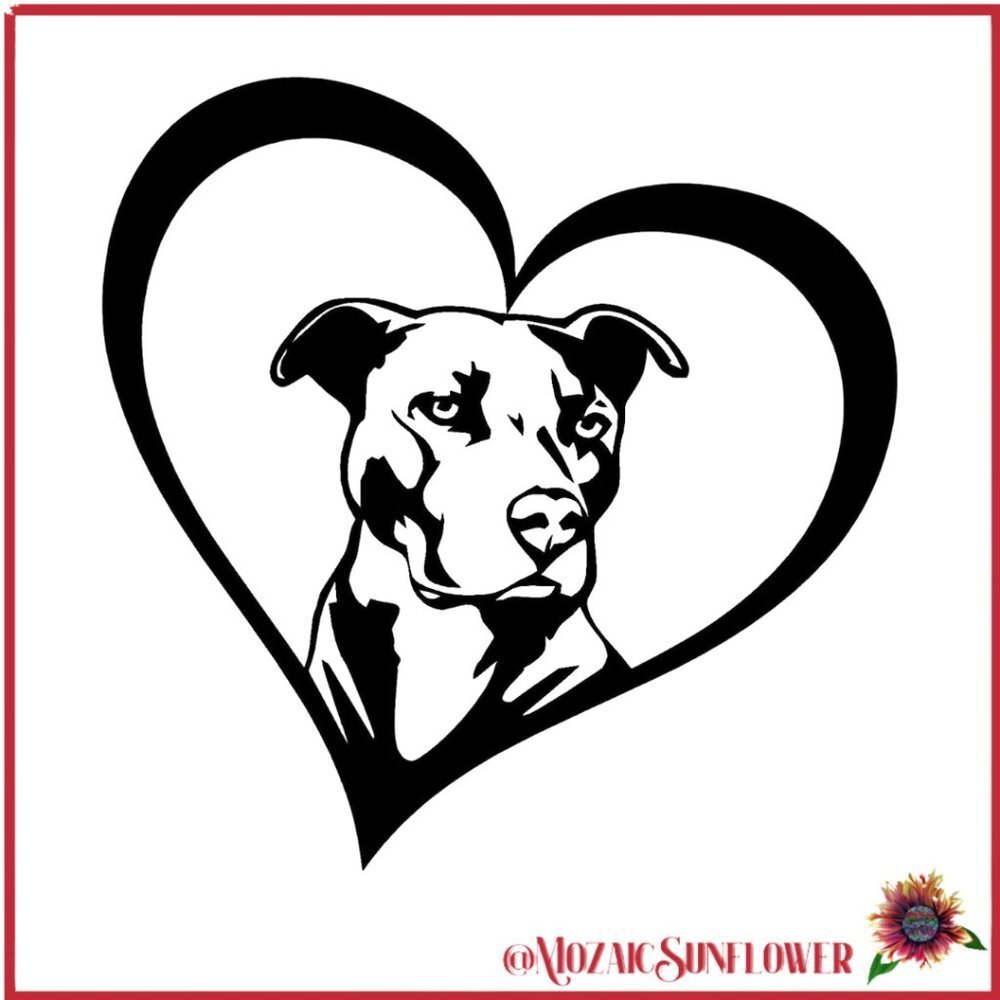 American Staffordshire American Pitbull Terrier Heart Vinyl Decal Black NWT